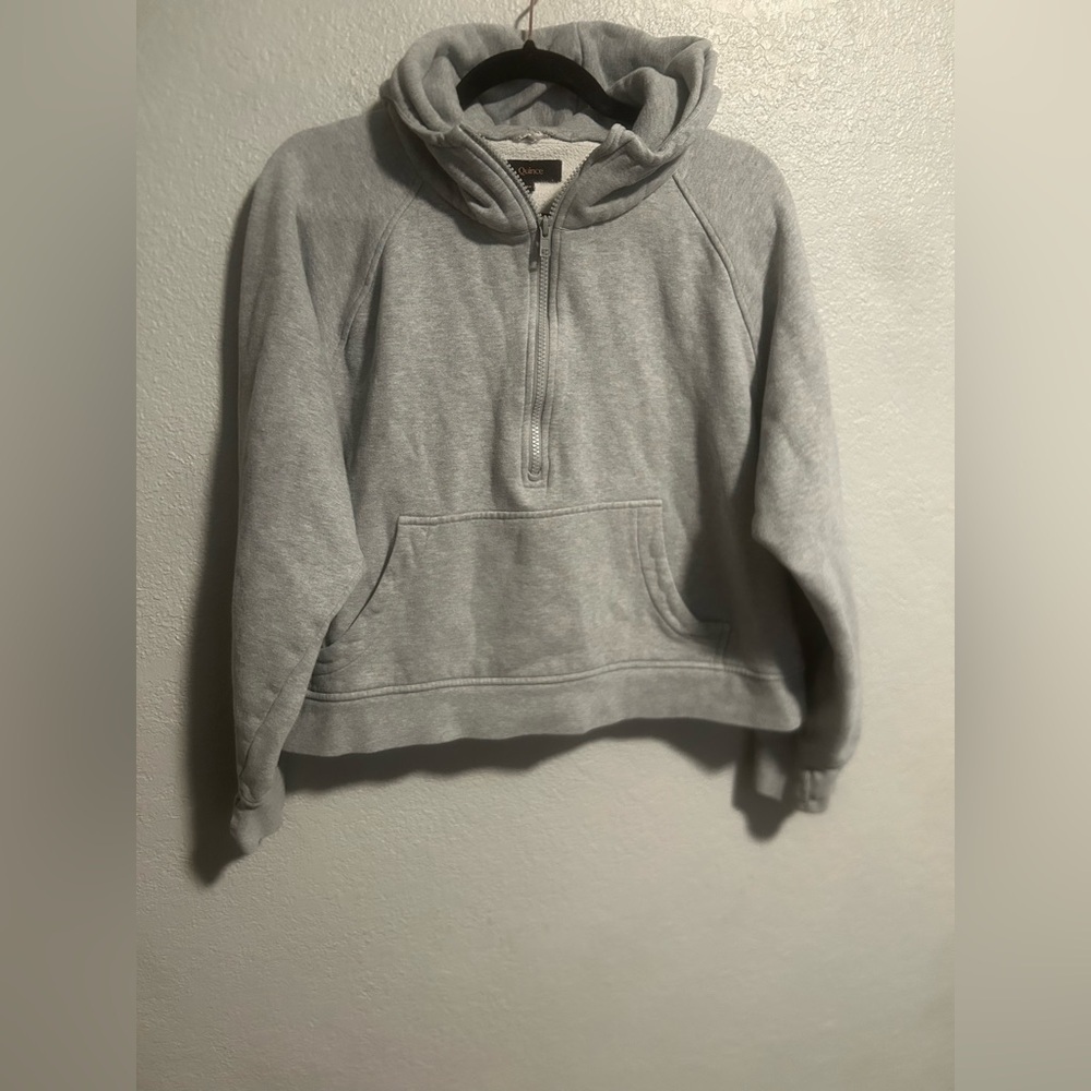 Quince grey half zip hoodie